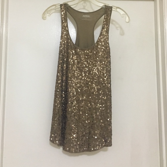 Express- military green sequin tank