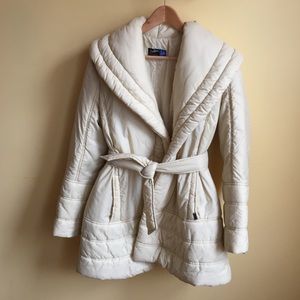 Wrap parka with tie belt