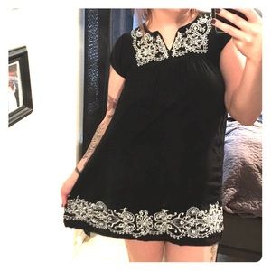 Black dress with beautiful white embroidery