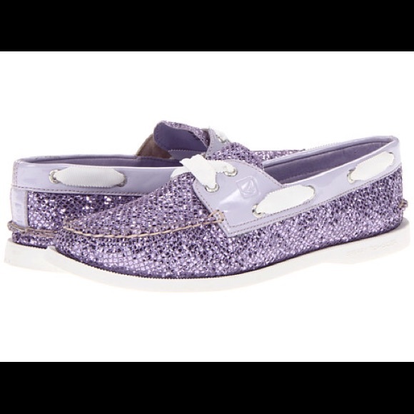 Purple sparkly sperry top slider