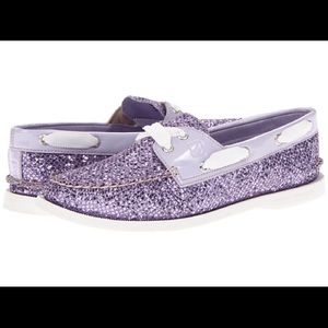 Purple sparkly sperry top slider