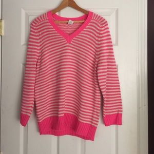 Bright pink striped oversized sweater