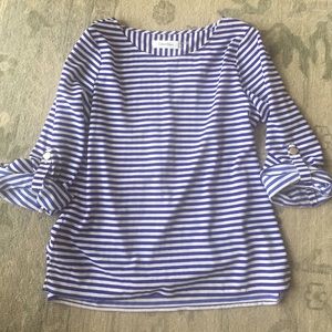 Calvin Klein blue stripped blouse xs