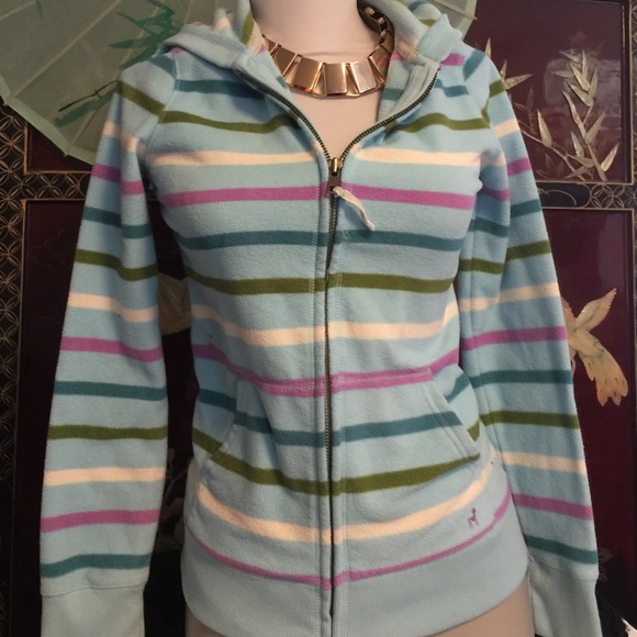 Light Blue With Stripes sweater with Hood - Picture 1 of 4