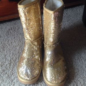 Gold sequin boots