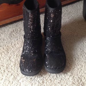 Black sequin boots