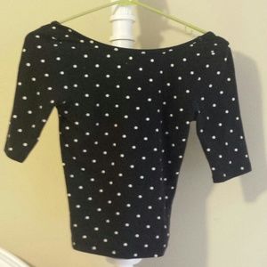 Black and white polka dot fitted crop top
