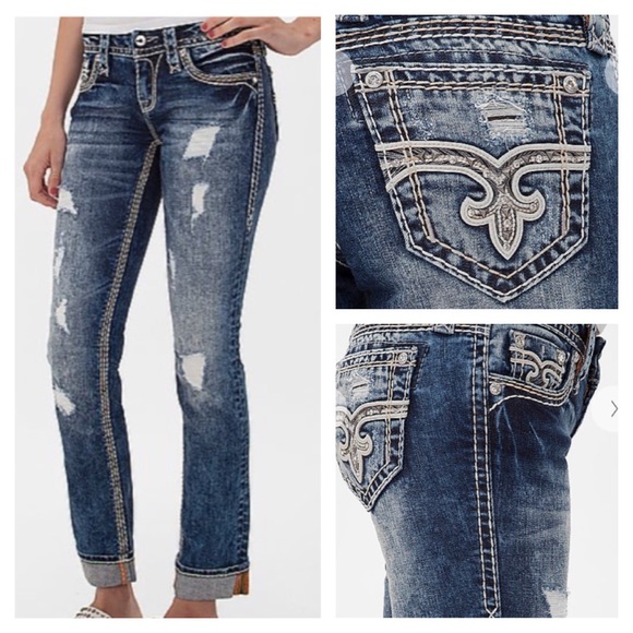 Women's Rock Revival straight jeans, lightly worn