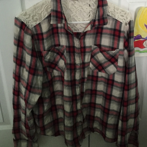Tops - Lacy flannel shirt