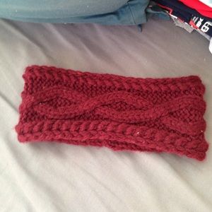Knitted maroon headband