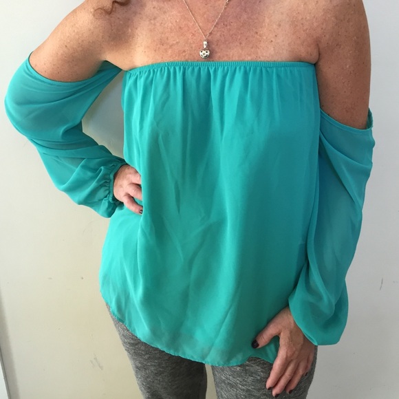Halter sheer top with dropped sleeves