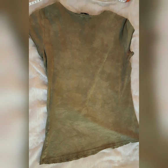 EXPRESS raw edge army green embellished tee s - Picture 3 of 4