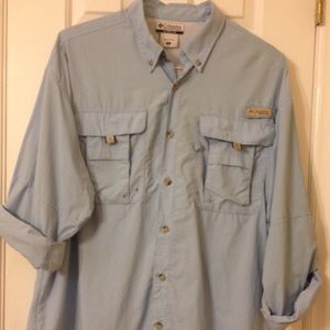 Columbia Men's powder blue sportsman shirt.