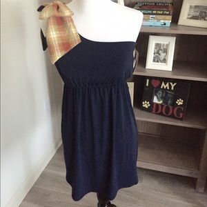 Judith March 1-shoulder Auburn Tweed Bow Dress NWT