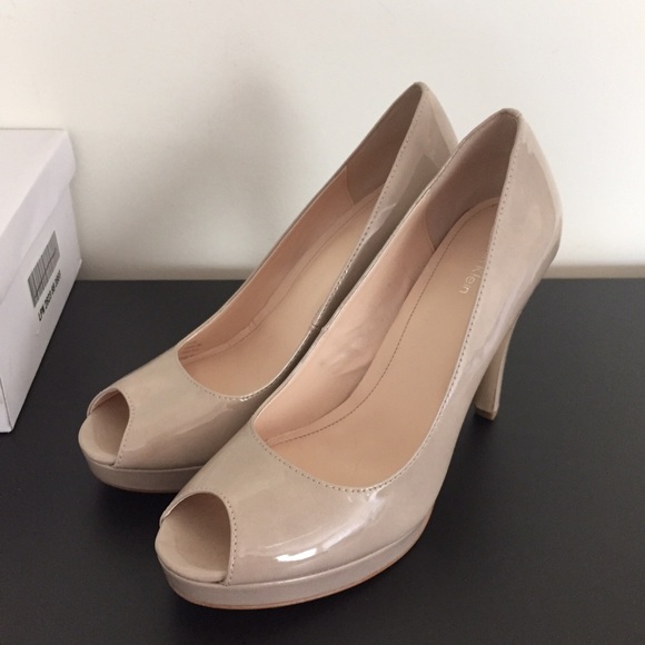 Calvin Klein Sandie Patent Platform Peep-Toe Pump