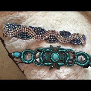 Two Pink Pewter Headbands