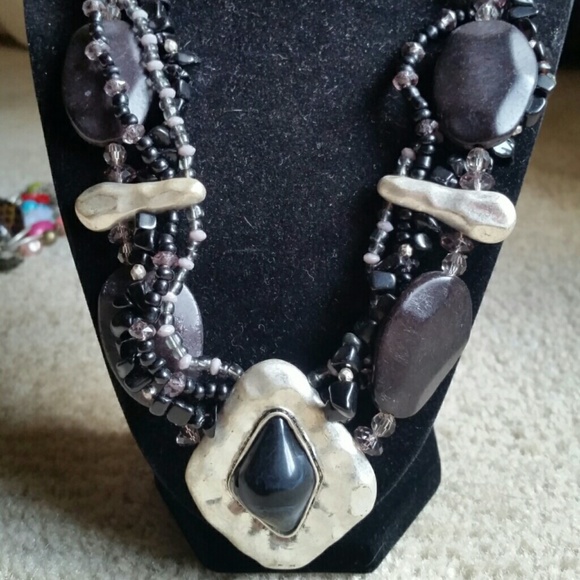 Black and silver statement necklace