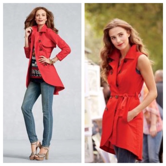 CAbi Jackets & Blazers - CAbi Red Trench Coat Convertible