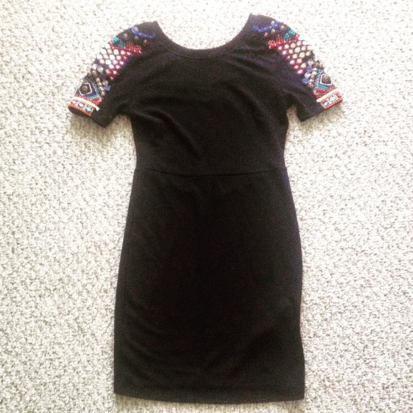 Black Bodycon dress with stone details
