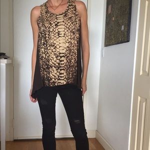 All saints tank top in brown with snake pattern