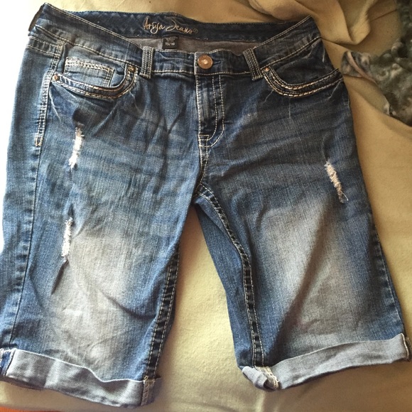 Knee Length jean shorts.