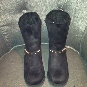 Micro suede wedge heel boots