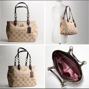 COACH Mia Op Art Sateen Signature Tote
