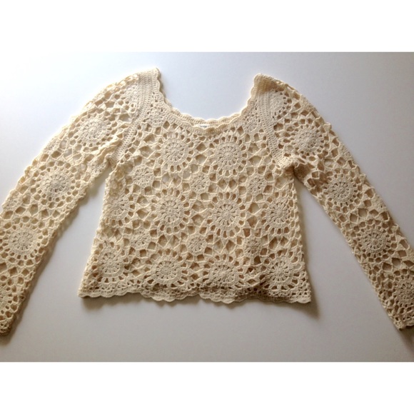 Nasty Gal Cream Crotchet Sweater NWOT