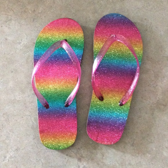 Rainbow flip flops