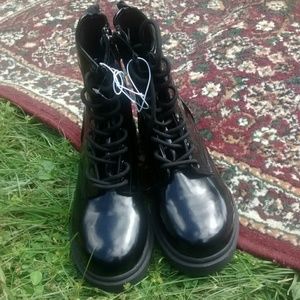 All Black Leather Combat Boots