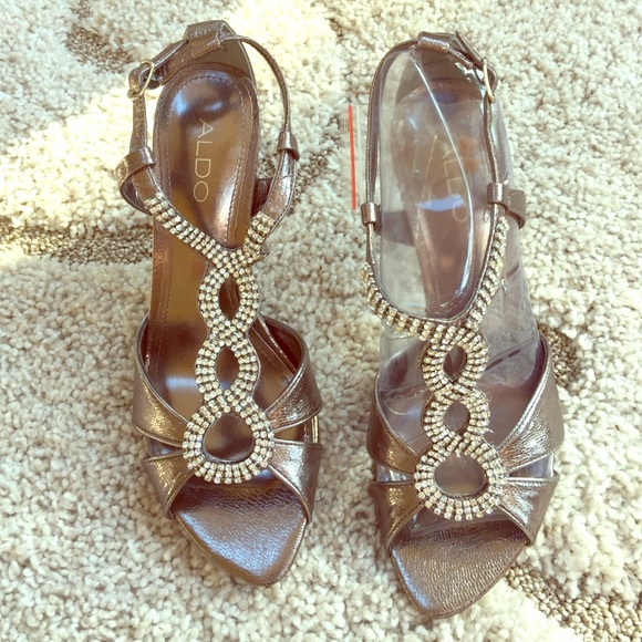 Aldo Pewter Rhinestone Dress Sandal