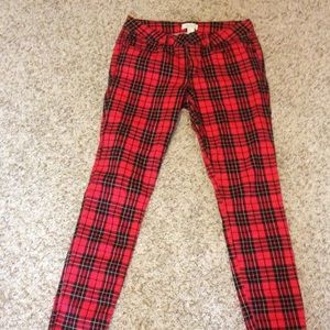 Plaid skinny jeans