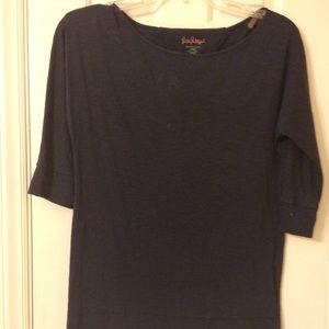 Lilly Pulitzer Woman's navy 3/4 sleeve top.