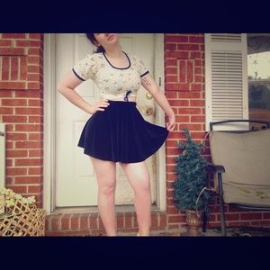 Black velvet mini skirt