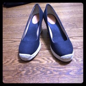 J Crew black wedge espadrilles