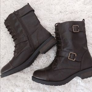 Brown Leather Combat Boots