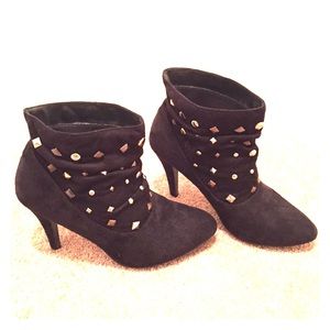 Studded suede booties