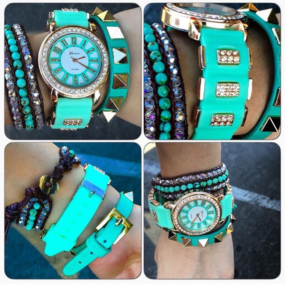 Teal Silicon Jewel Watch