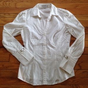 Express white button down top