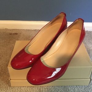 Ralph Lauren red patent wedge