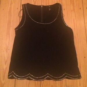 Embellished Scallop Hem Top