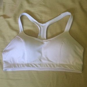 White Champion sports bra supported