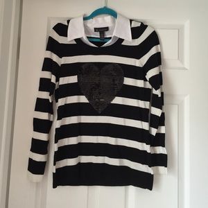 INC Sequined Heart Sweater Large