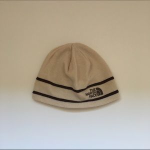 Cream North Face beanie