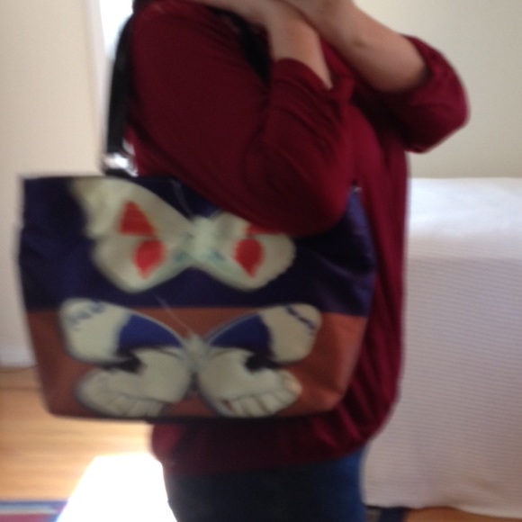 🔴NFS🔴 Purple Satin Shoulder Bag/Tote - Picture 3 of 4