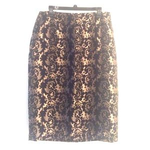 Black and gold pencil skirt