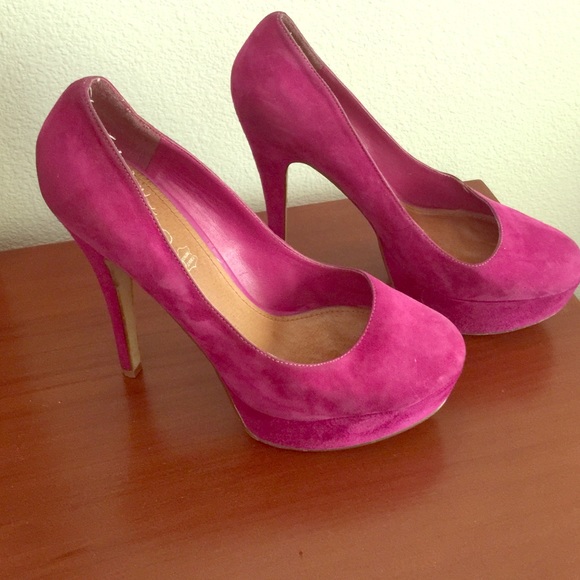Suede fuschia platform heels by Aldo