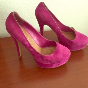 Suede fuschia platform heels by Aldo