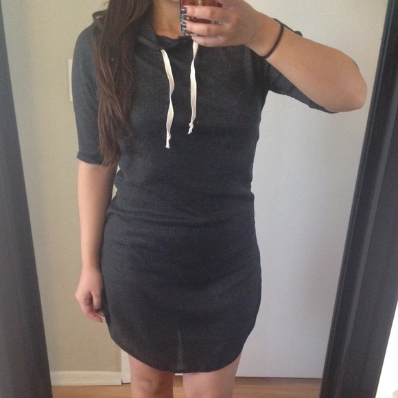 Gray Hoodie Sweater Dress
