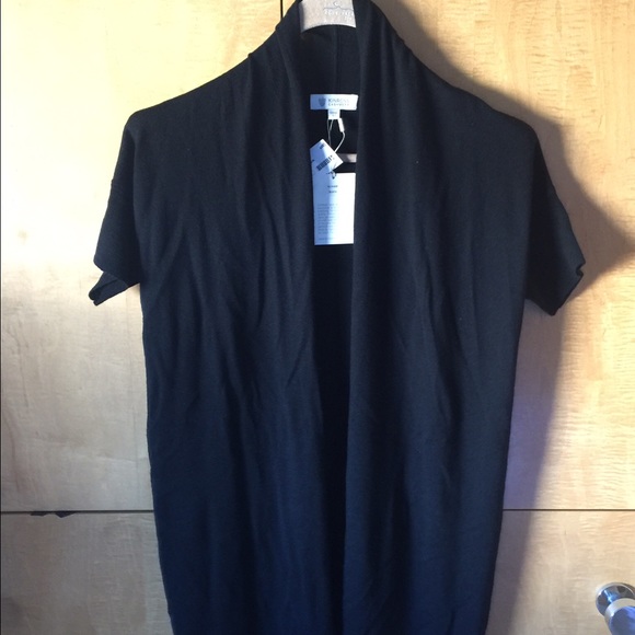 Kinross cashemere short sleeve open sweater